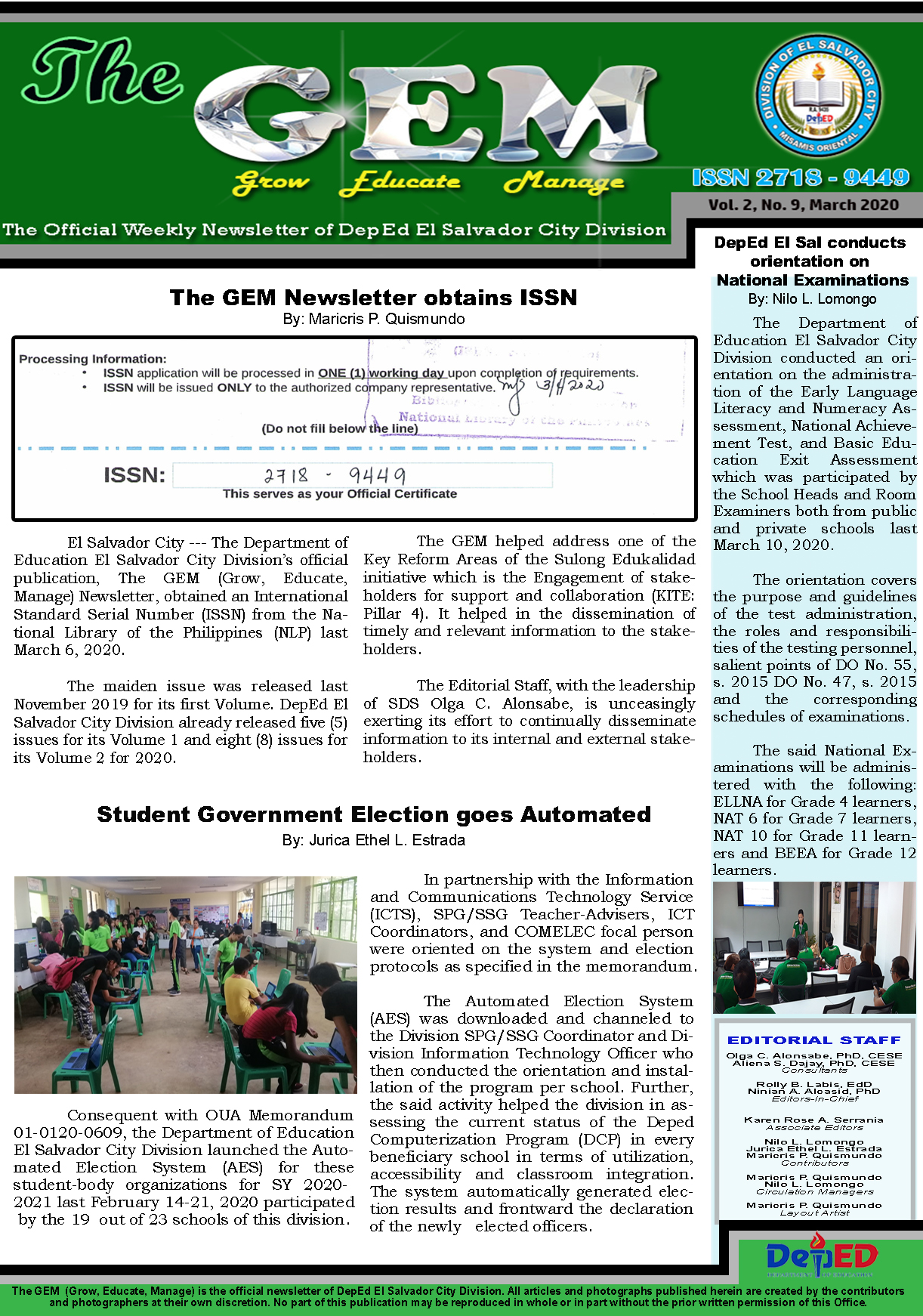 The GEM Newsletter Volume 1